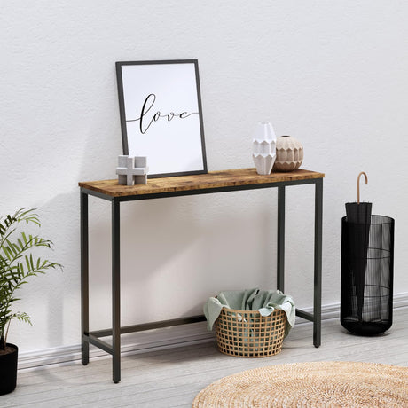 Timberer 39.4” Console Table, Hallway Entrance Table Sofa Table Behind Couch, for Living Room, Entryway, Easy Assembly, Accent Table, Rustic Brown Timberer