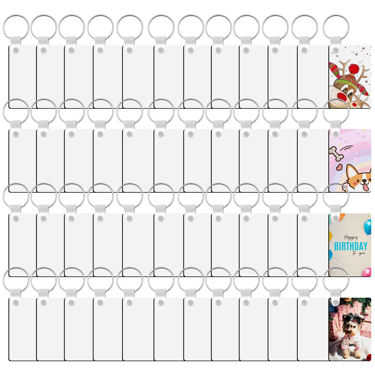 SPOKKI 180 Pieces Sublimation Keychain Blanks Bulk, Double Side Heat Transfer Sublimation Ornament Blanks Blanks, 60 Sets Keychain Rings and Jump Rings for DIY Keychain Crafting (Rectangle) SPOKKI