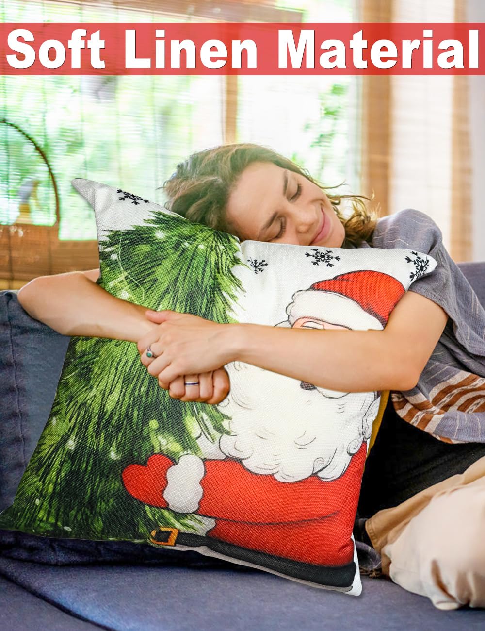 Multiwins Double-Sided Print Christmas Pillow Covers Set of 4, 18" x 18", 8 Cute Christmas Decor Patterns, Perfect for Home Decor multiwins