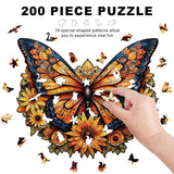 Wooden Puzzles for Adults - 200 Pieces Butterfly Unique Shaped Wooden Jigsaw Puzzles for Adults, Medium Size 10'' x 12'' Adult Wood Puzzles for Family Friend Game Offito