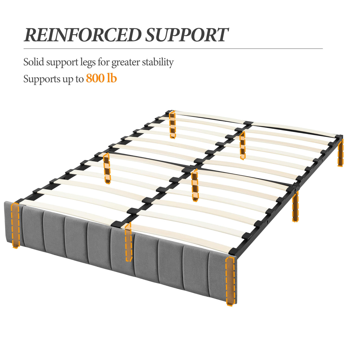 Yaheetech Dark Grey Upholstered Queen Bed with 4 Storage Drawers and No Fixed Headboard Yaheetech