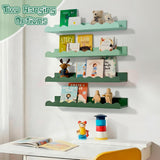 Fiwochic 4 Pcs Sage Green Scalloped Nursery Book Shelves, 15.75 Inch Wood Floating Wall Shelves for Bedroom, Cute Room Shelf for Picture Ledge Stuffed Animal Home Decor Kitchen Spice Fiwochic