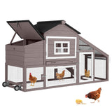 GUTINNEEN Chicken Coop Mobile Chicken House On Wheel Outdoor Rabbit Hutch for 2-4 Chickens 67"(Blown) GUTINNEEN