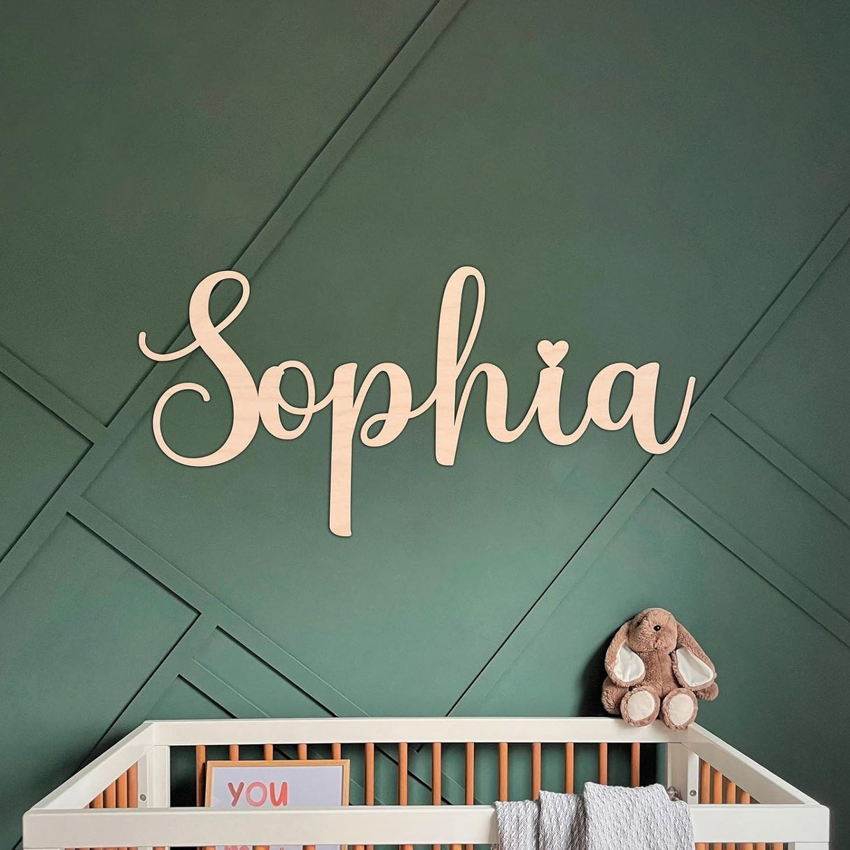 Custom Wood Name Sign For Nursery, 1/3 INCH THICKNESS, Boho Nursery Sign, Family Name Signs, 3D Wall Art for Children & Kids Rooms, Baby Shower, First birthday gift(First Name) Generic