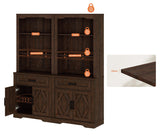 WAMPAT 5-Tier Bookcase with Barn Door Cabinets,73.3" Tall Standing Rustic Bookshelves,63" Wide Modern Farmhouse Display Storage Cabinet with Adjustable Shelves for Home,Office,Rustic Brown WAMPAT