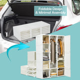 Tangkula Portable Closet Wardrobe, Foldable Clothes Organizer with Cubby Storage, Hanging Rods, Easy Assemble Clothing Storage with Magnet Doors, Folding Bedroom Armoire (10 Cubbies & 2 Rods) Tangkula