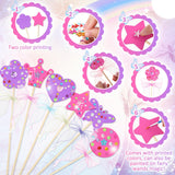 Juexica 20 Pcs Princess Fairy Wands Kit Include 6 Styles Unfinished Wooden Princess Accessories, 4 Pcs Gem Stickers, 4 Rolls Ribbons Make Your Own Fairy Wands for Kids Birthday Party (Pink, Purple) Juexica