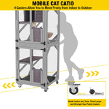Aivituvin Cat Catio Outdoor Cat House Movable Large Enclosures on Exercise Wheels Kitty Cage with Upgraded Resting Box,Waterproof Cover Aivituvin