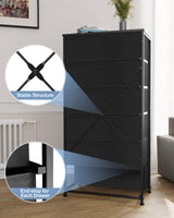 Crestlive Products Dresser for Bedroom with 6 Drawers, Tall Chest of Drawers, Black Dressers Bedroom Furniture, Storage Organizer Unit with Bins for Closet, Hallway, Living Room, Entryway Crestlive Products