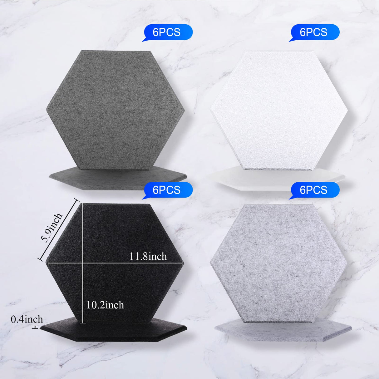 24 Pcs Hexagon Adhesive Acoustic Panels, 12 x 10 x 0.4 Inches Soundproof Panels Sound Dampening Wall Panels Sound Absorbing Panel for Recording Studio Office Home Studio Remagr