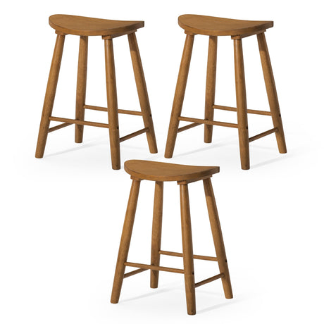 Maven Lane Kitchen Stool, Modern Farmhouse Wood Counter Barstool, Kitchen Island Counter Stool, Counter Height Stools for Kitchen, Wide Seat Backless Bar Stools, Luna 26", Rustic Natural, Set of 3 Maven Lane