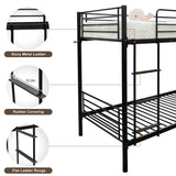 Bonnlo Bunk Bed Twin Over Twin for Kids/Teens/Adults Heavy Duty Bunk Bed with Flat Ladder and 13 inches High Guardrail, Metal Bunk Bed with Stairs, Black Bonnlo