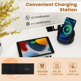 Giantex 10 FT Conference Table with Charging Station, 2 PCS 60" x 24" Rectangular Large Meeting Room Desk with Storage Bag & Hook, Space Saving Seminar Table, Modern Office Computer Desk for 4 People Giantex