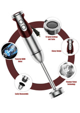 3- in-1 Immersion Hand blender, Powerful MOTOR & Stainless Steel Stick Blender, 4 Sharpe Blades with Whisk, Milk Frother Attachments MEGAWISE