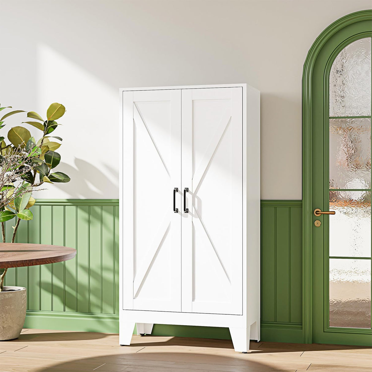 Letaya Storage Cabinet,47" H Metal Kitchen Pantry Cabinets with Doors and Adjustable Shelves,Pantry Organizers for for Cupboard/Dining/Bathroom/Office/Garage Room,White Letaya