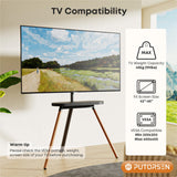 PUTORSEN Easel TV Stand for 42 43 to 65 Inch LED LCD OLED Screens, Portable Swivel Tripod TV Stand with Wooden Tray, Height Adjustable TV Floor Stand, Concealed Cable Management, Max Load 99lbs, Black PUTORSEN