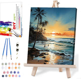 MIRCVSH Beach Paint by Number Kit, Framed Landscape for Adults, 12x16 Inch on Canvas with Wooden Easel MIRCVSH