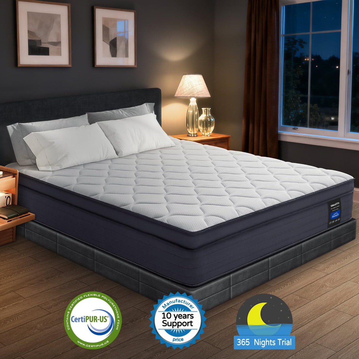 SIMARTH Twin Mattress 12 Inch for Kids Adults Memory Foam Hybrid Mattress with Motion Isolation and Pressure Relief, Strong Edge Support, Pocket Spring Twin Size Mattress in a Box SIMARTH