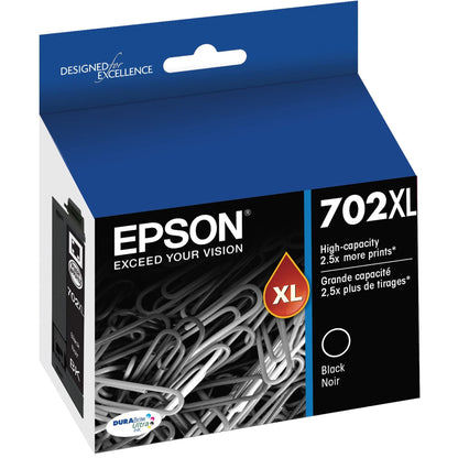 EPSON 702 DURABrite Ultra Ink High Capacity Black Cartridge (T702XL120-S) Works with WorkForce Pro WF-3720, WF-3730, WF-3733