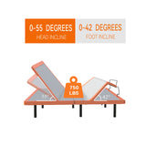 King Adjustable Bed Frame Base - Easy to Install in 5 Minutes, Massage, Wireless Remote, Foot&Head Inclined, Zero Gravity, Dual USB Ports, Under Bed Light, 3000 Premium Series ESHINE