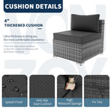 VONZOY Outdoor Patio Furniture Set 7 Pieces Sectional Rattan Sofa Set, PE Wicker Patio Conversation Set with 6 Seat Cushions and 1 Tempered Glass Table and Furniture Cover, Black VONZOY