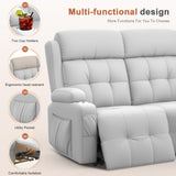 RV Loveseat Recliner Sofa, Oversized Massage Wall Hugger Recliner Couch with Side Pockets, Cup Holders, Reclining Sleeper, 150° Adjustable Recline & Padded Armrests, for RV (Light Gray, Loveseat) Tiooii