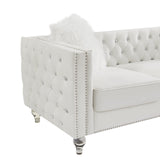 FYLCOUAMㅤ 59" Velvet Loveseat with Crystal Buttons Tufted Sofa, Trimmed Nailhead and Heavy-Duty Lucite Legs Loveseat Couch | Hollywood Regency Couch for Living Room, Bedroom FYLCOUAMㅤ
