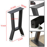 YCCO Bench Legs Black Metal,Coffee Table Legs 15 Inch,End Table Leg,Metal Desk Legs for Table,Heavy Duty Furniture Legs,Patas Para Mesa-Easy Install with Adjustable Feet,DIY Legs (H15 x W11, Set of 2) YCCO