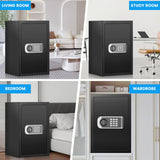 3.0 Cuft Safe Box, Home Safe Fireproof Waterproof, Security Digital Safe Box with Electronic Keypad, Spare Key, Smart Alert, Mute Mode, Anti-Theft Fireproof Safe for Document Money Valuable FOWORE
