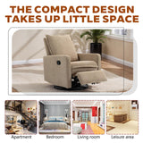 Rocker Recliner Chair for Adults, Swivel Rocker Recliner Chairs with Armrests, Glider Recliner Nursery Chair with Black Metal Base, Small Recliners for Small Spaces, Living Room (Camel) Anwick