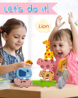 Vaiheng Toys for Toddlers 1-3, Montessori Toys for 1 2 3 4 Year Old Boys & Girls, Toys Age 2-4 0-2 Kids Baby, 1 2 3 Year Old Girls Boys Gifts, Wooden Animal Blocks Stacking Education Puzzles Toys Vaiheng