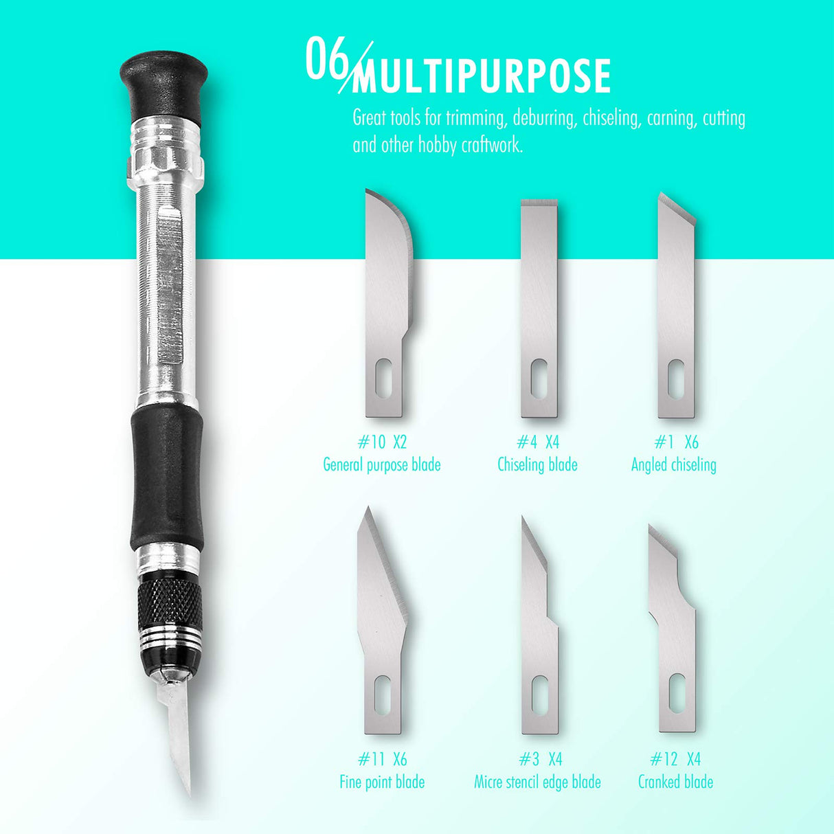 FantastiCAR 29pcs Craft Knife, Precision Cutter Hobby Knife Blades Set for Art Work, Scrapbooking, Stencil, Architecture Modeling, Wood Leather Working (Aqua Blue) FantastiCAR