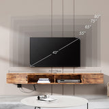 FITUEYES Wall Mounted Floating TV Shelf with Yellow Light, Flaoting Entertainment Center TV Shelf for Under TV, Wall Mounted TV Console Cabinet,70'',Brown FITUEYES