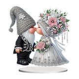 kaiwern Kiss Gnomes Home Decor 5D Diamond Art Kits, Wedding Diamond Art Kits for Adults with Couple Gnomes Elements, 5d Diamond Rhinestone Painting for Table Decor Ideal Wedding Gift kaiwern