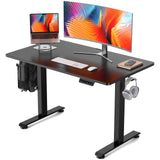 Veken 48 Inch Electric Standing Desk, Height Adjustable Sit Stand Up, Wood Desktop, Work Home Office Computer PC Table, Tall Standup Workstation, Gaming Writing Study Bedroom Rising Desks, Black Veken