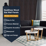 NeatiEase Wood Panels for Wall, 4-Piece 96" x 12.6" Soundproof Wood Slat Wall Panel for Interior Wall Decor Noise Cancelling, Wood Acoustic Wall Panels, Sound Absorbing Panel (Dark Walnut) NeatiEase