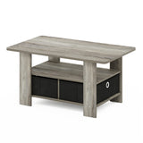 Furinno Andrey Coffee Table with Bin Drawer, French Oak Grey/Black Furinno