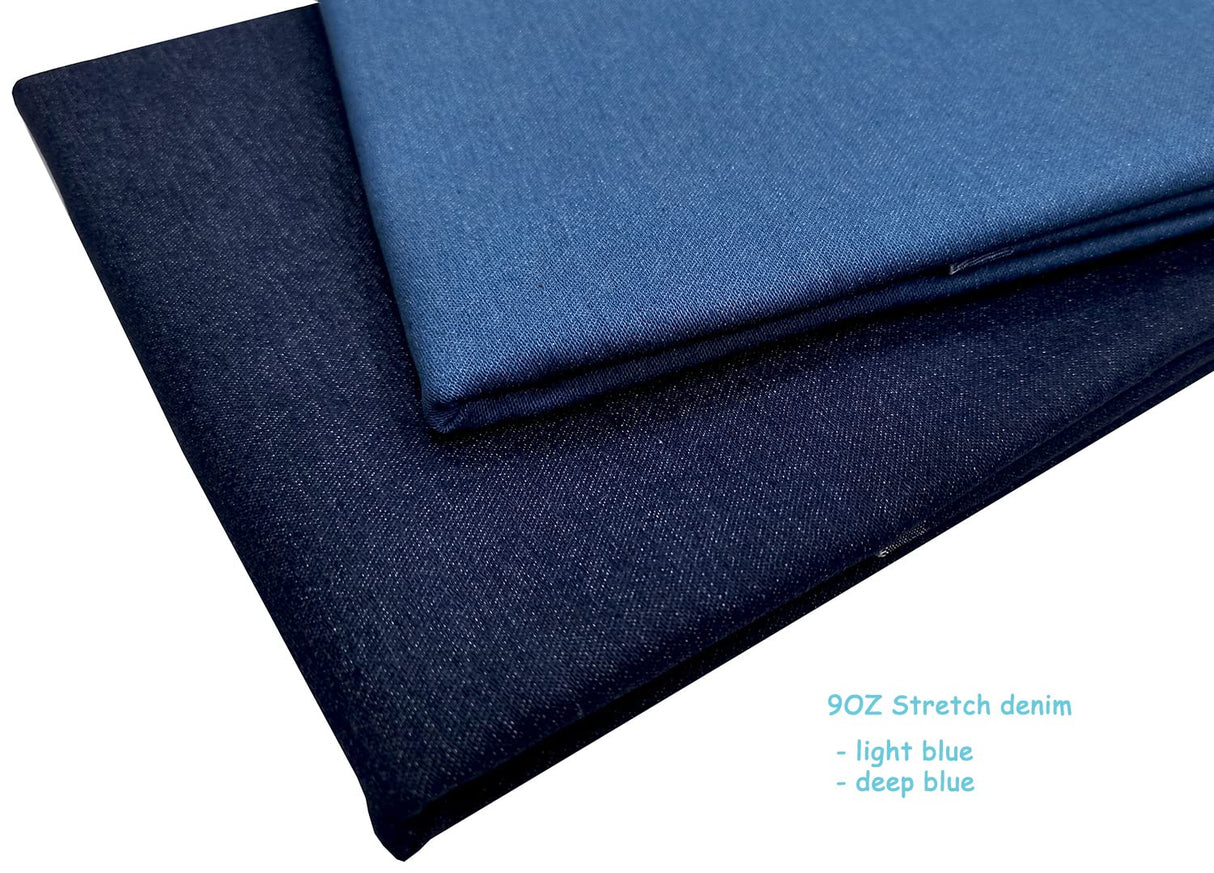 9OZ Stretch Denim Premium Cotton Blend Fabric by The Yard DIY for Sewing Crafting (Dark Blue 1yd) Rose Flavor