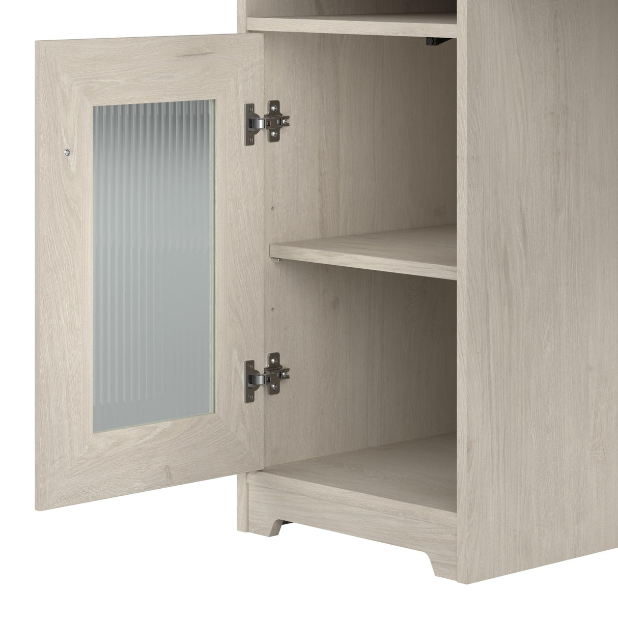 Bush Furniture Cabot 60W L Shaped Computer Desk with Storage in Linen White Oak Bush Business Furniture