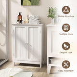 COSTWAY Bathroom Storage Cabinet, Freestanding Bathroom Organizers and Storage with Doors & Adjustable Shelf, Wooden Floor Cabinet for Home, Living Room, Entryway, Kitchen (White) COSTWAY