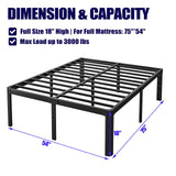Hunlostten 18in Full Size Bed Frame No Box Spring Needed, Heavy Duty Metal Platform Bed Frame Full with Round Corners, Easy Assembly, Noise Free, Black Hunlostten