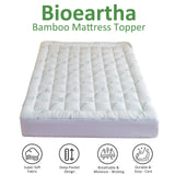 Bioeartha Cooling Mattress Topper Full – Extra Soft Pillow Top Mattress Pad, Breathable Viscose Made from Bamboo Mattress Protector for Back Pain Relief, Deep Pocket Cover Fits 8–21 Inch Bioeartha