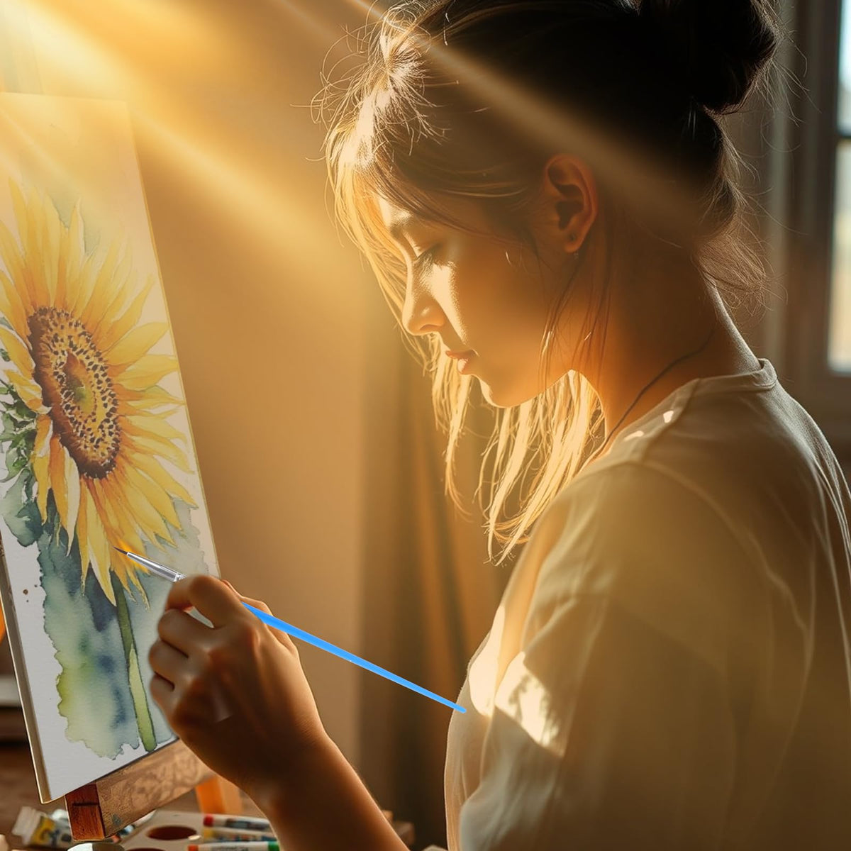 FUKVHIL Paint by Number Kits White Cat Among Flowers Canvas DIY Oil Painting for Adults Beginner with Brushes and Acrylic Pigment 16x 20inch (Without Frame) FUKVHIL