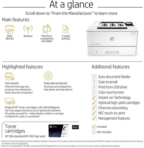 HP LaserJet Pro M402dn Monochrome Laser Printer with Built-in Ethernet & Double-Sided Printing, Amazon Dash replenishment ready (C5F94A), A4 HP