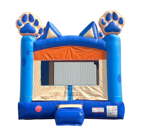 Crossover Inflatable Bounce House, Blue Puppy Dog, 13 x 12 x 14.5 Foot, Outdoor Playhouse for Kids Outdoor Commercial Bouncer Castle with Basketball Hoop, Blower, Stakes, & Storage Bag Pogo Bounce House