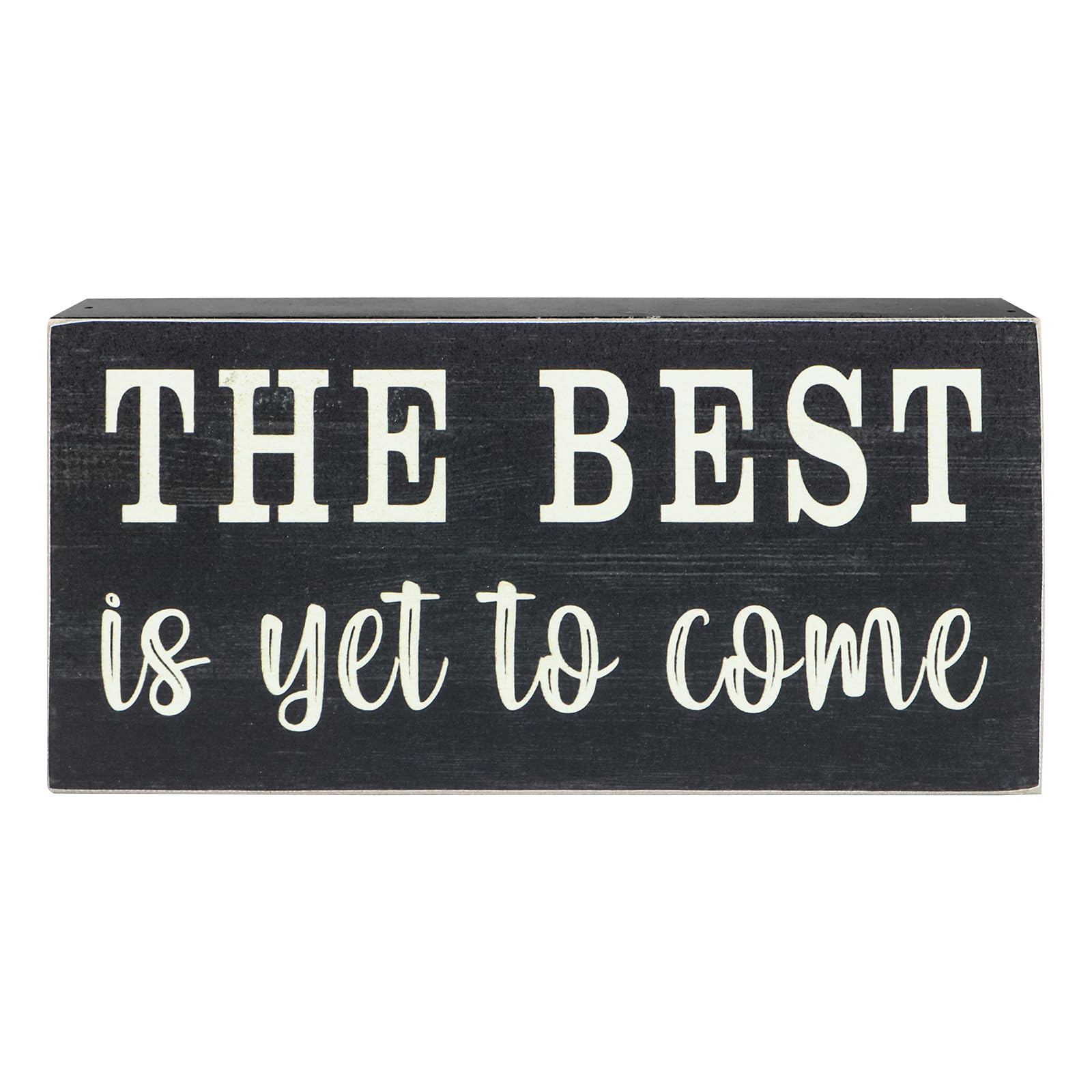 Esur Home Office Desk Decor for Women - Inspirational Farmhouse Cubicle Shelf Accessories Wooden Box Sign - The Best Is Yet To Come - WoodArtSupply