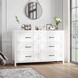 Jocoevol White Farmhouse 6 Drawer Dresser for Bedroom - Large Double Dressers TV Stand with Deep Drawers Dressers for Hallway, Entryway - Off White Jocoevol