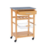 Linon Kitchen Island Granite Top, 33.88" x 22.8" x 15.63", Natural Linon