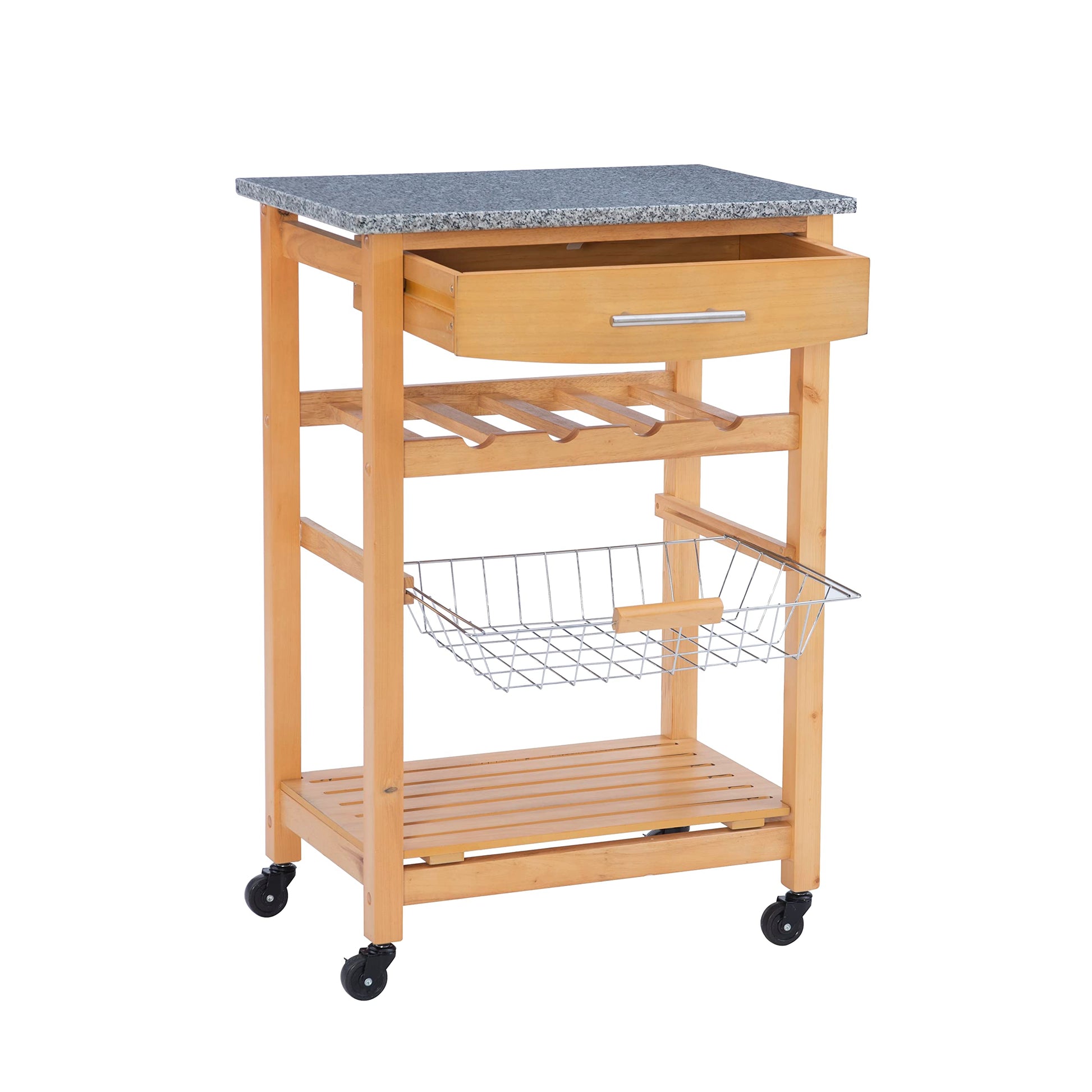 Linon Kitchen Island Granite Top, 33.88" x 22.8" x 15.63", Natural - WoodArtSupply