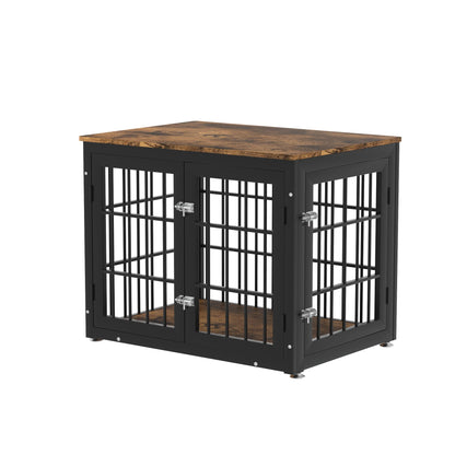 rehomerance Rustic Heavy Duty Dog Crate Furniture for Small and Medium Dogs, Decorative Pet House End Table, Wooden Cage Kennel Furniture Indoor - WoodArtSupply